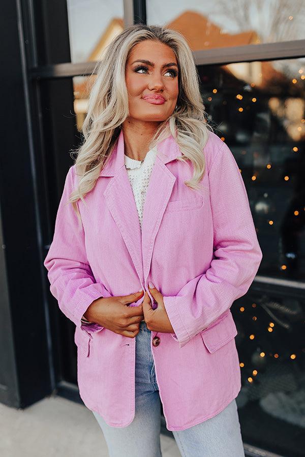 Back To You Denim Blazer In Pink Product Image