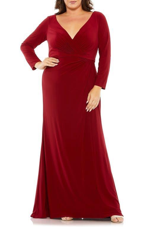 Womens Plus Surplice Jersey Gown Product Image