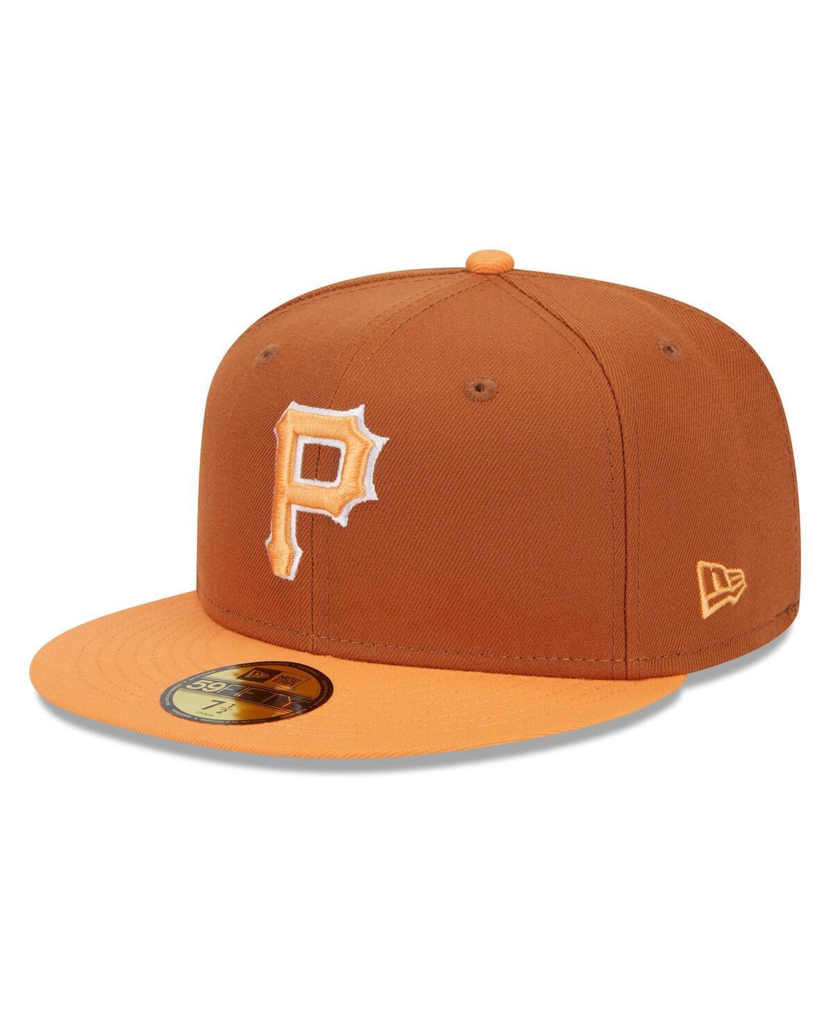 Men's New Era Brown/Orange Pittsburgh Pirates Spring Color Basic Two-Tone 59FIFTY Fitted Hat, Size: 7 5/8 Product Image