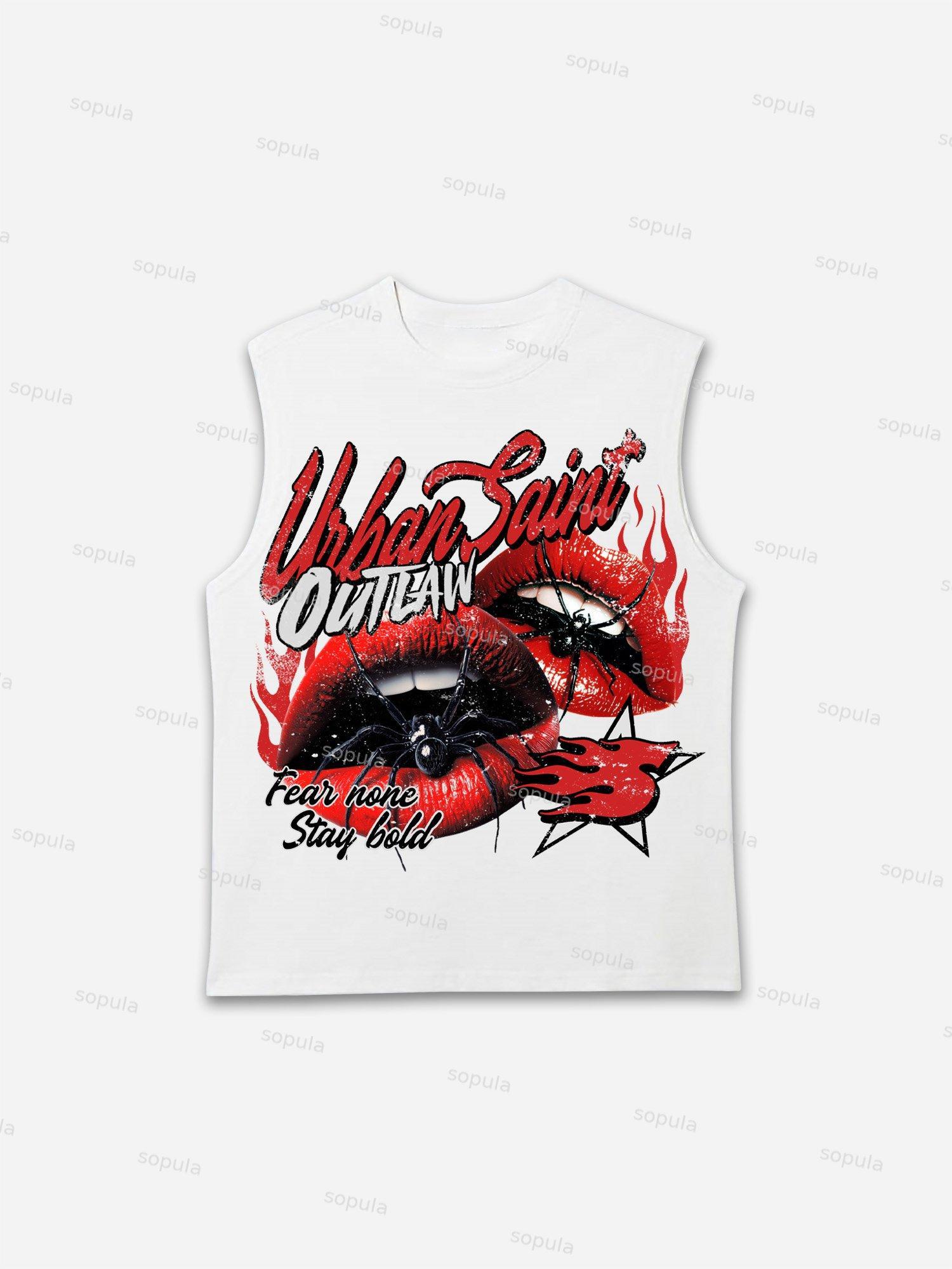 Vintage Spider Red Lip Graphic Tank Top Product Image