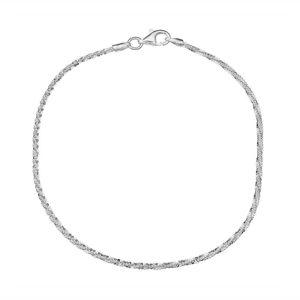 PRIMROSE Sterling Silver Twisted Sparkle Chain Bracelet, Women's, Size: 7", Grey Product Image