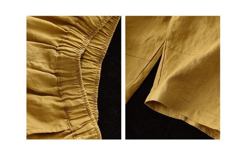 Elastic Waist Plain Cropped Harem Pants Product Image