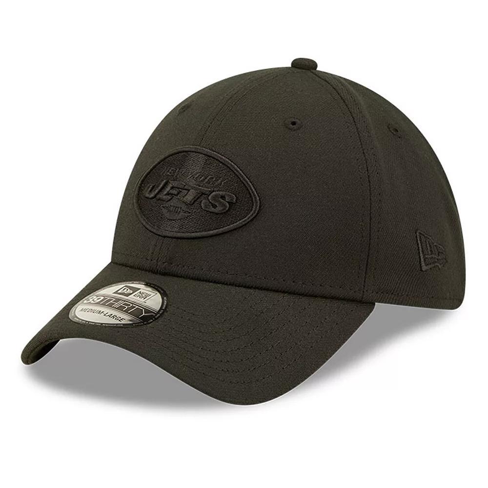 Men's New Era New York Jets Black On Black 39THIRTY Flex Hat, Size: Small/Medium Product Image
