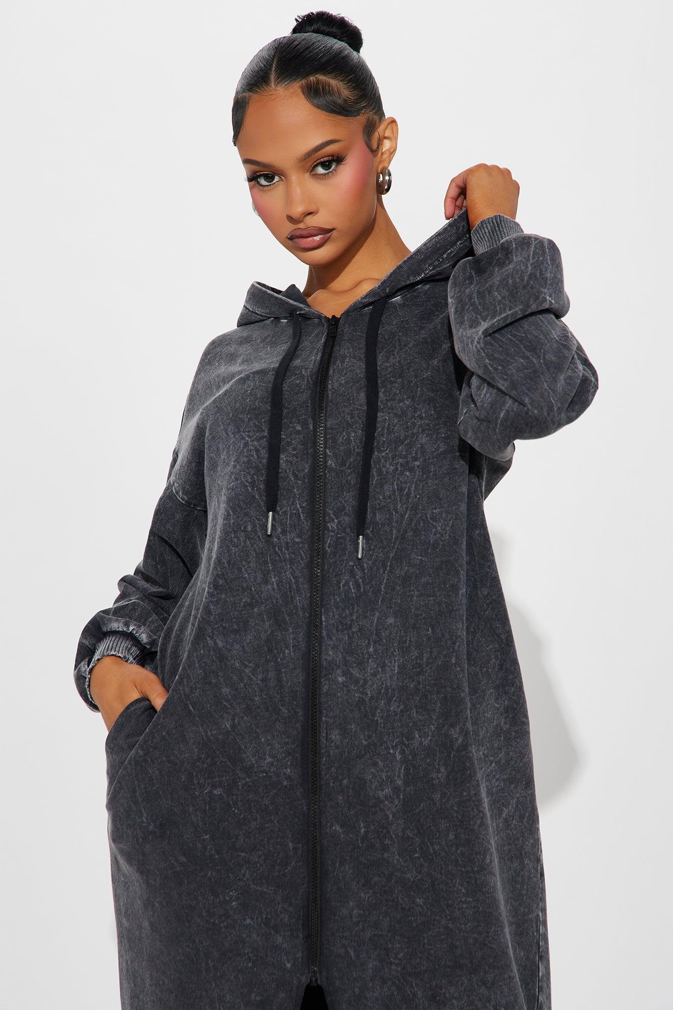 Hannah Hooded Maxi Dress - Black Wash Product Image