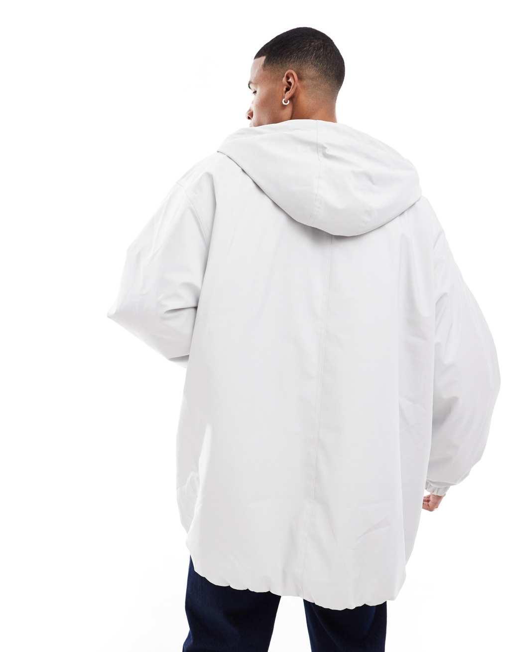 Bershka nylon tech raincoat in ice Product Image
