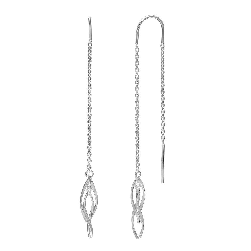 PRIMROSE Sterling Silver Twisted Chain Threader Earrings, Women's Product Image