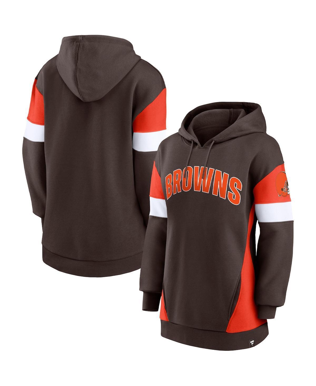 Women's Fanatics Branded Brown/Orange Cleveland Browns Lock It Down Pullover Hoodie, Size: 3XL Product Image