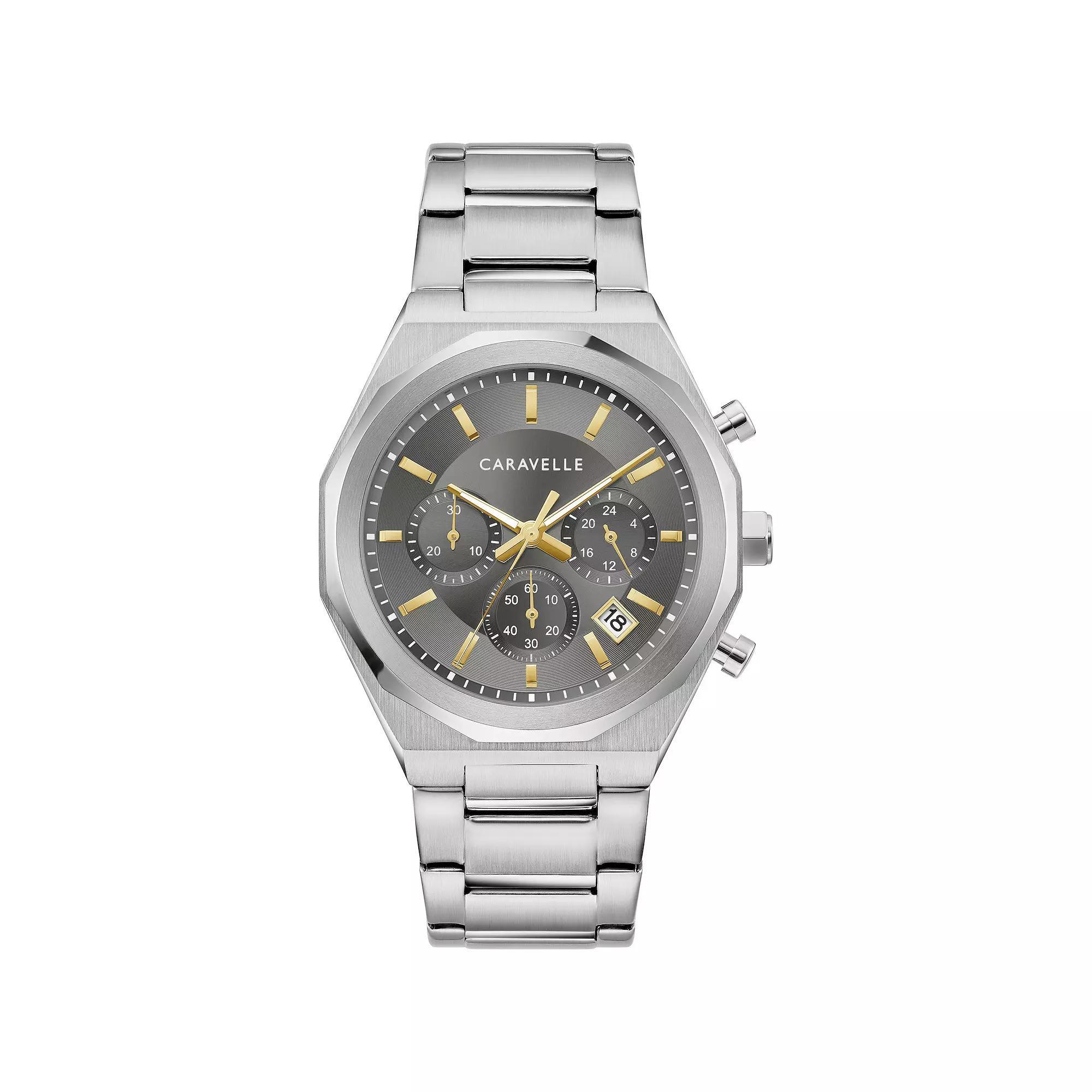 Caravelle by Bulova Men's Stainless Steel Grey Dial Chronograph Watch - 43A158, Size: 40 mm, Gray Product Image