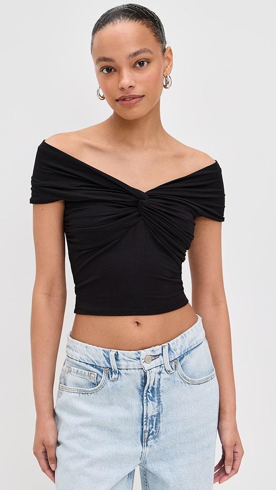 Good American Stretch  Jersey Twist Off Top | Shopbop Product Image
