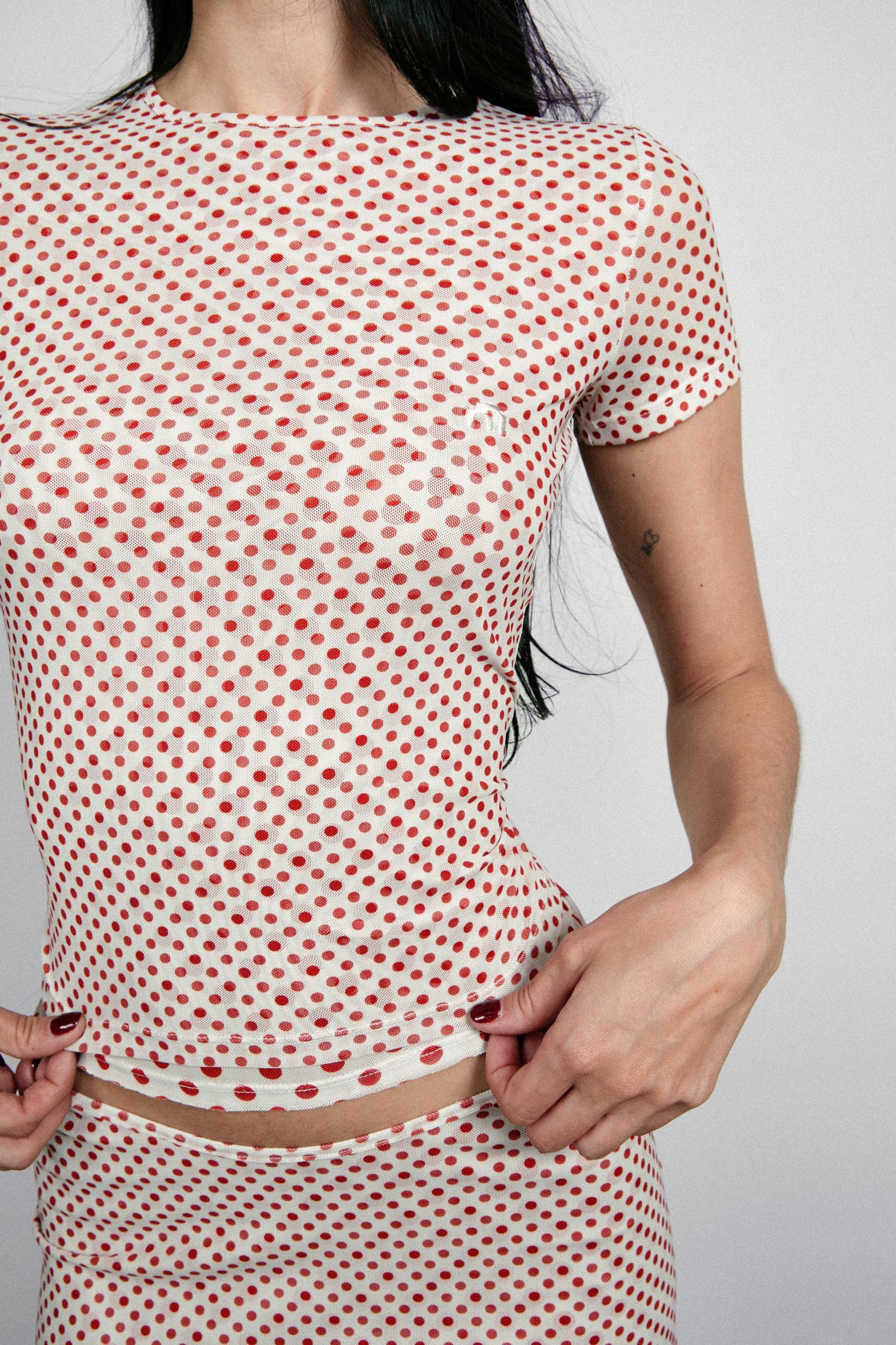 ELEKTRA SKIRT - WHITE POLKA DOT Product Image