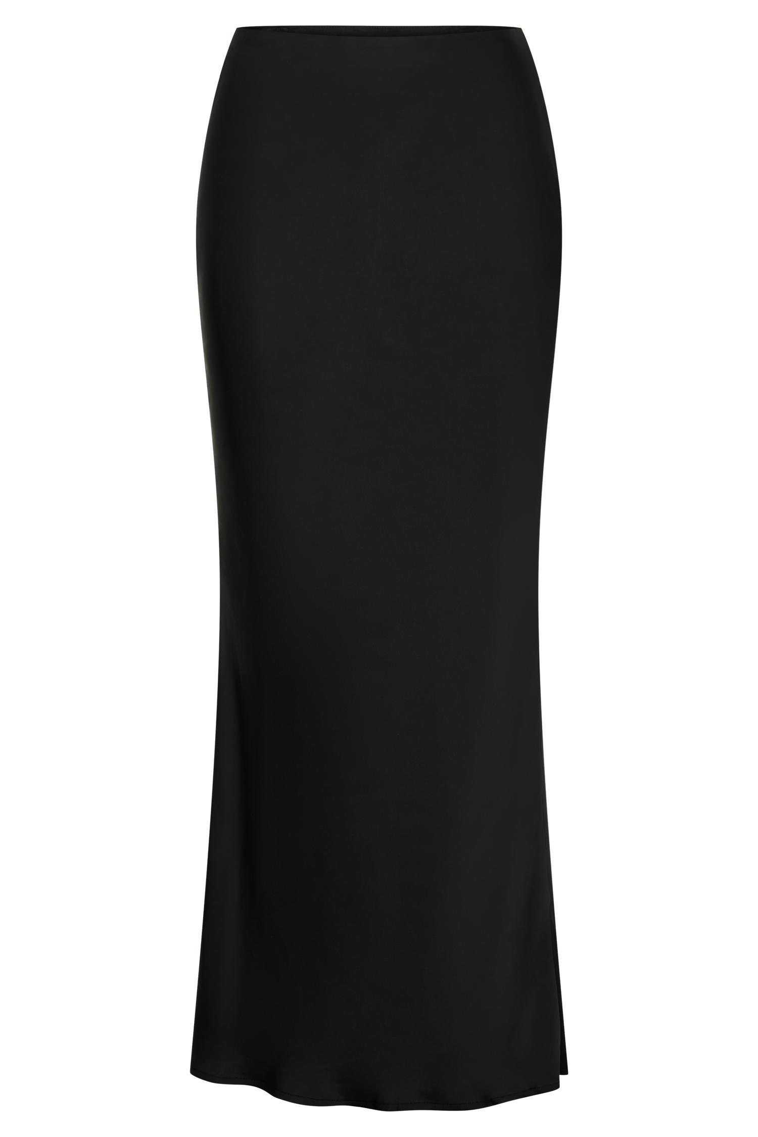 Viviana Satin Maxi Skirt - Black Product Image