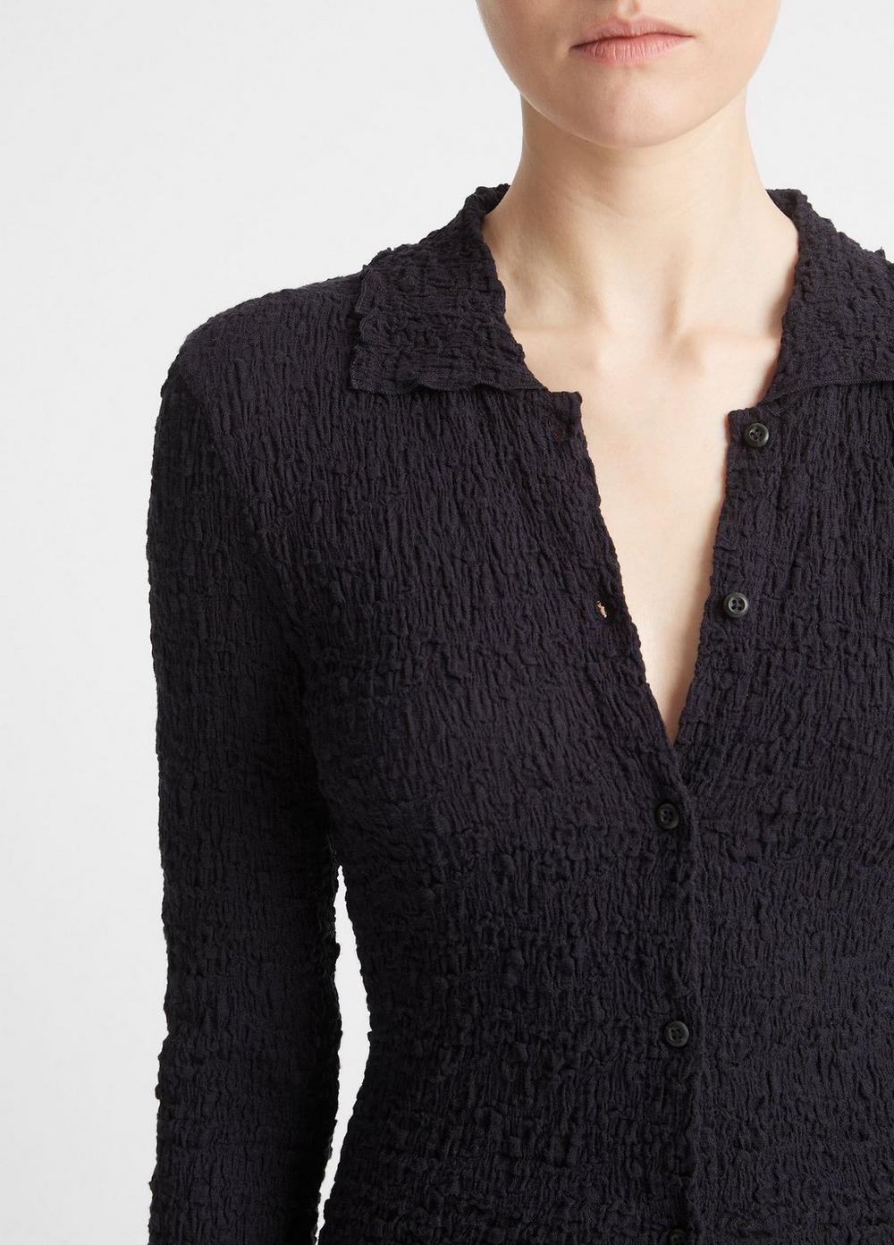 Womens Smocked Long-Sleeve Button-Front Shirt, Coastal Blue, Size S Vince Product Image