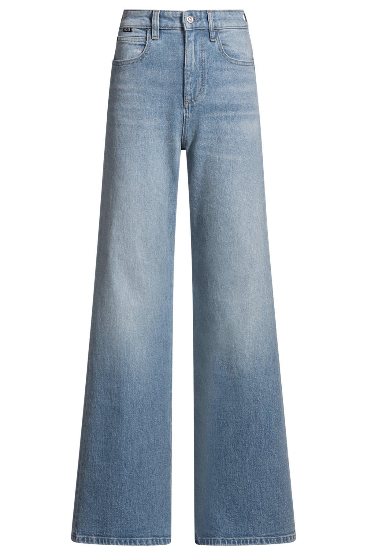 BOSS - Flared-leg jeans in blue comfort-stretch denim - Light Blue Product Image