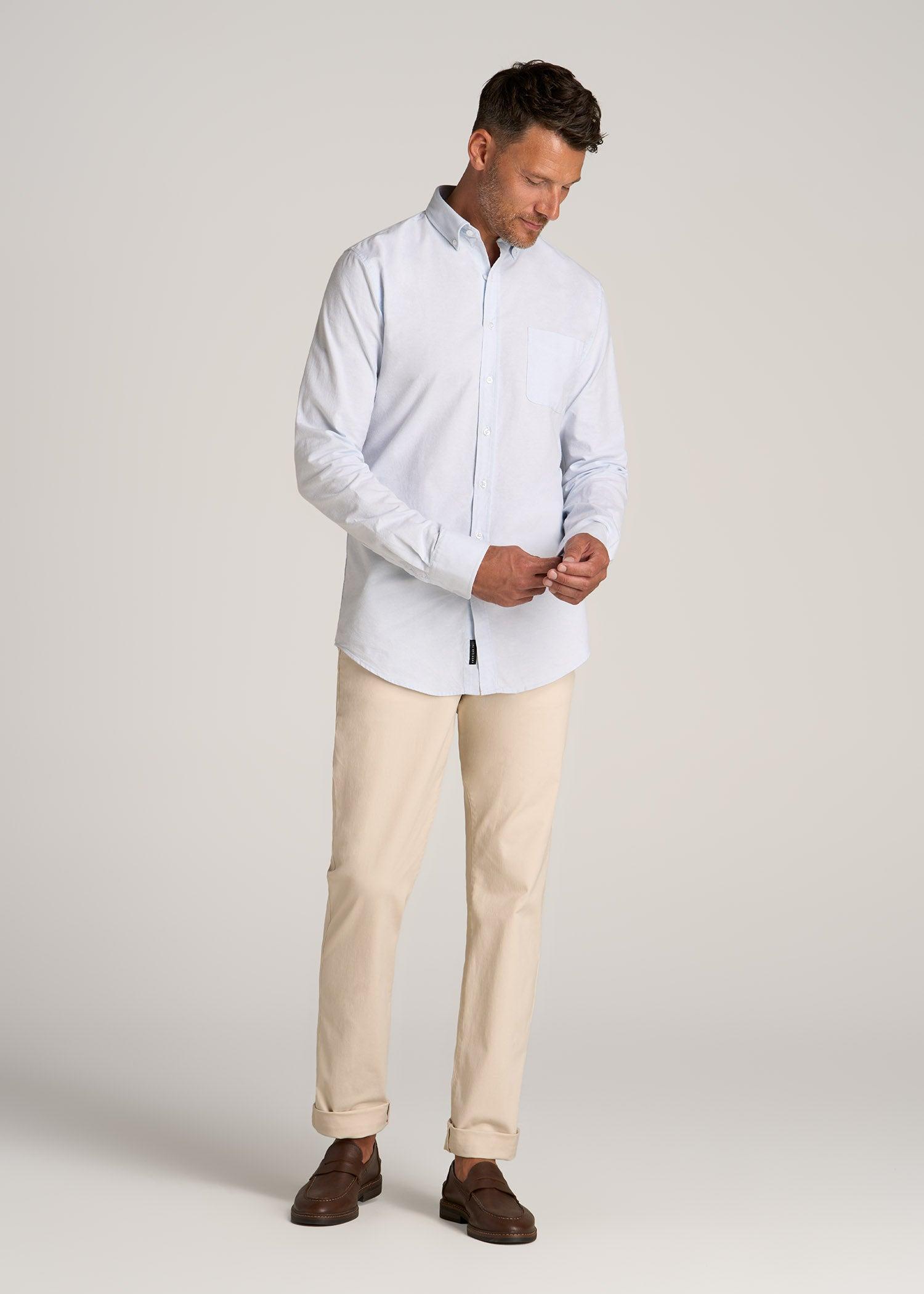 Washed Oxford Shirt for Tall Men in Light Blue Product Image