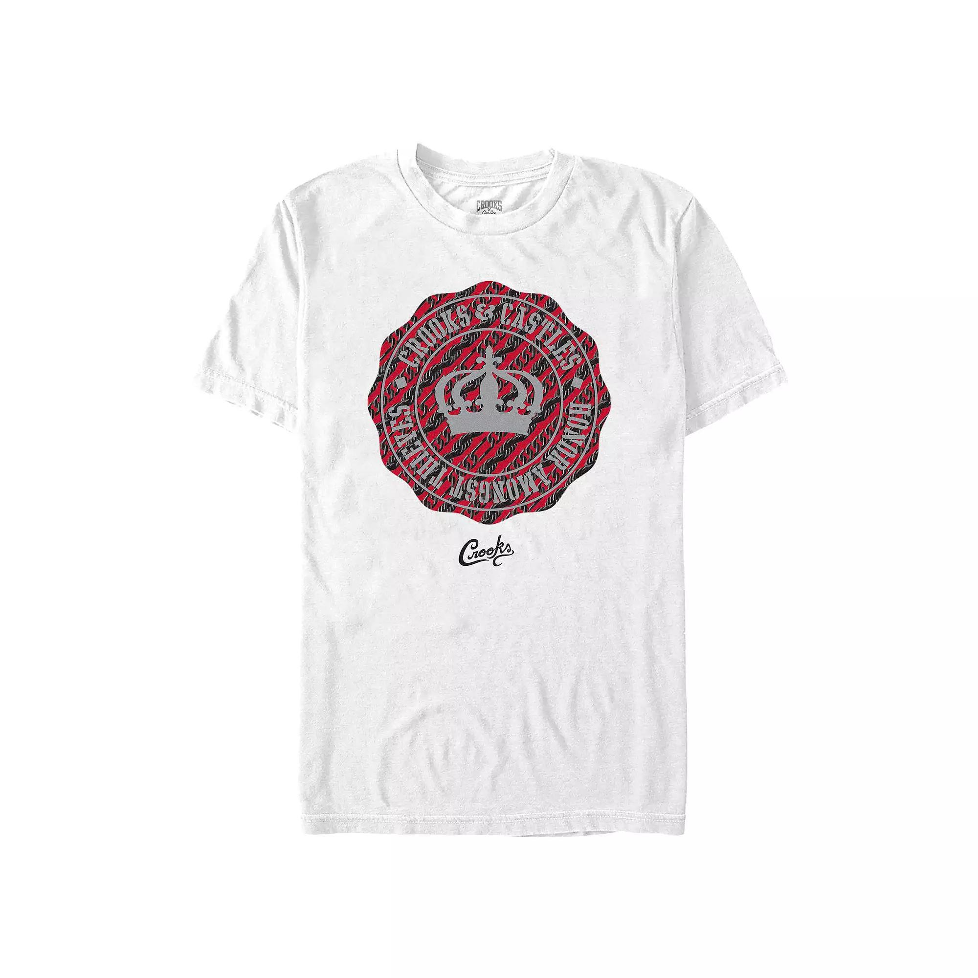 Men's Crooks And Castle Baroque Print Crown Stamp Graphic Tee, Size: 3XL, White Product Image