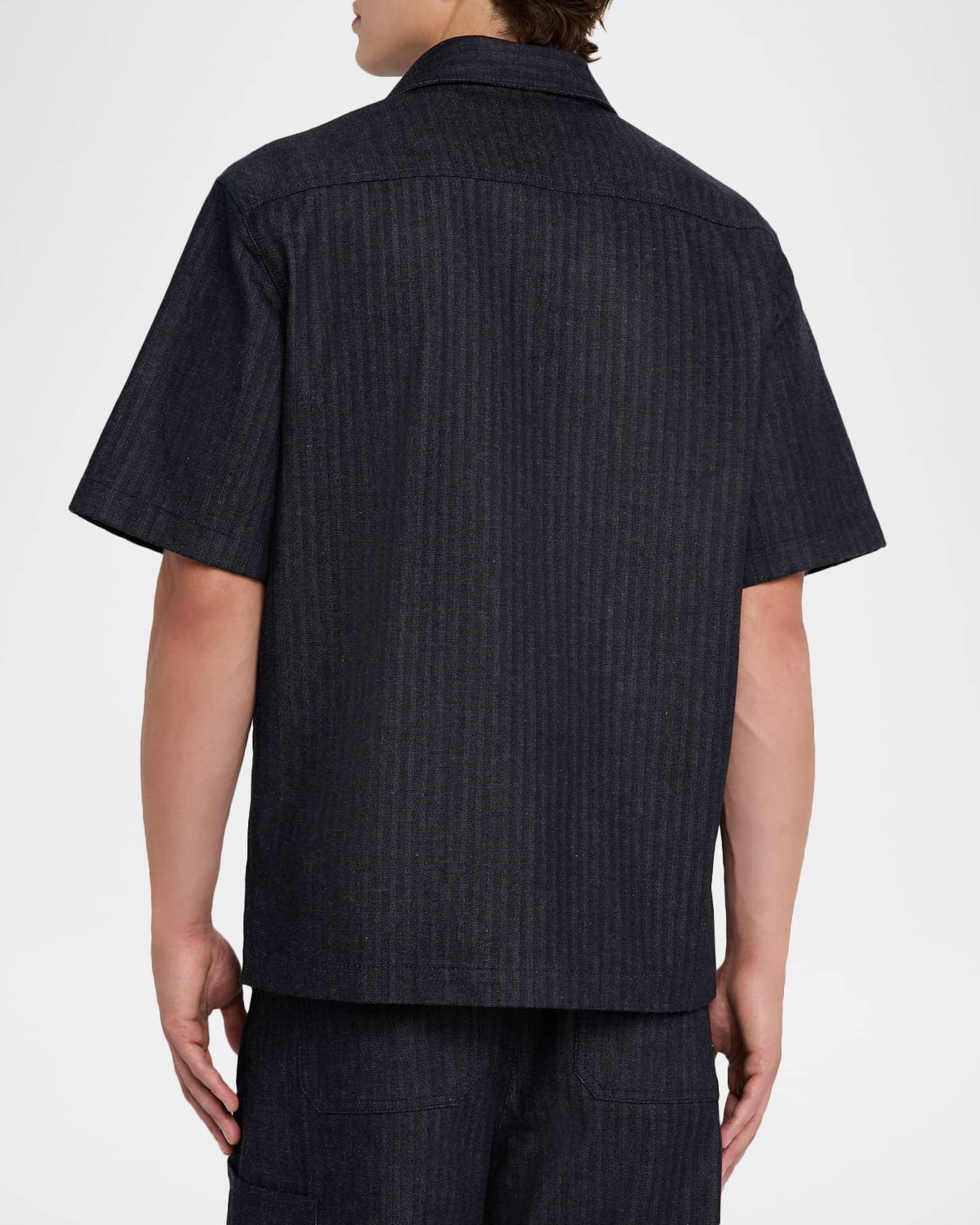 Men's Denim Herringbone Short-Sleeve Shirt Product Image