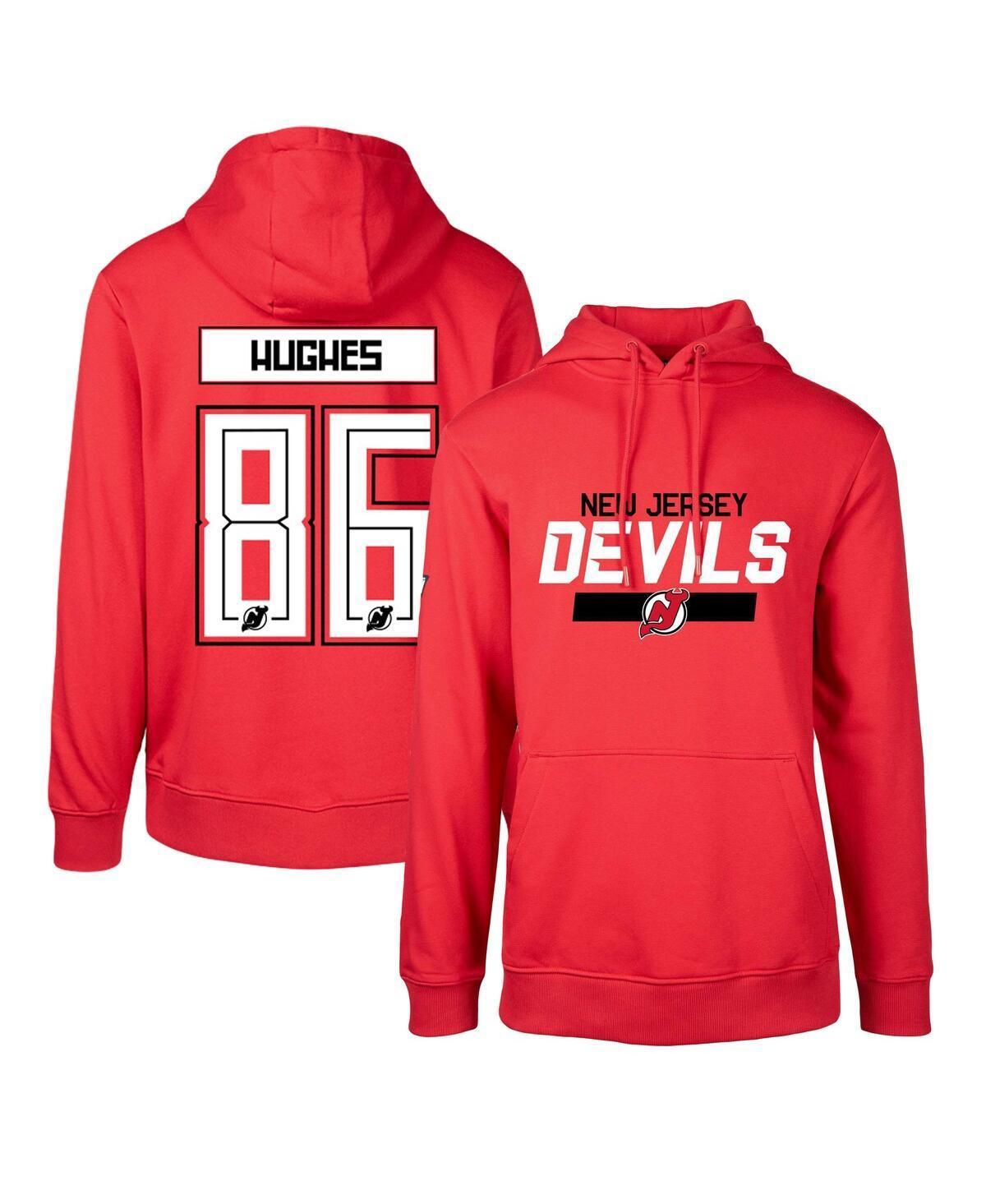 Mens Levelwear Jack Hughes Red New Jersey Devils Podium Name & Number Pullover Hoodie Product Image