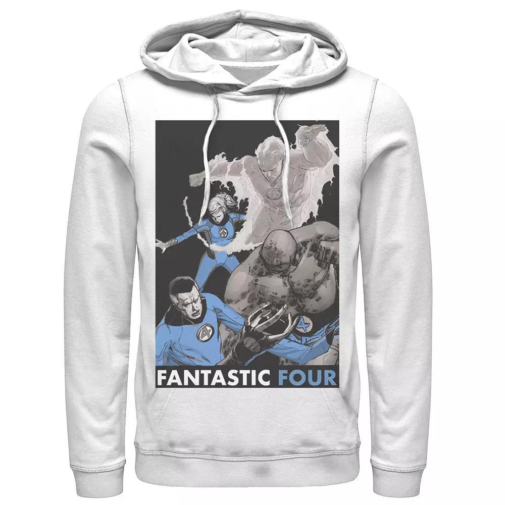 Men's Marvel Fantastic Four Group Shot Fight Mode Poster Hoodie, Size: XL, White Product Image