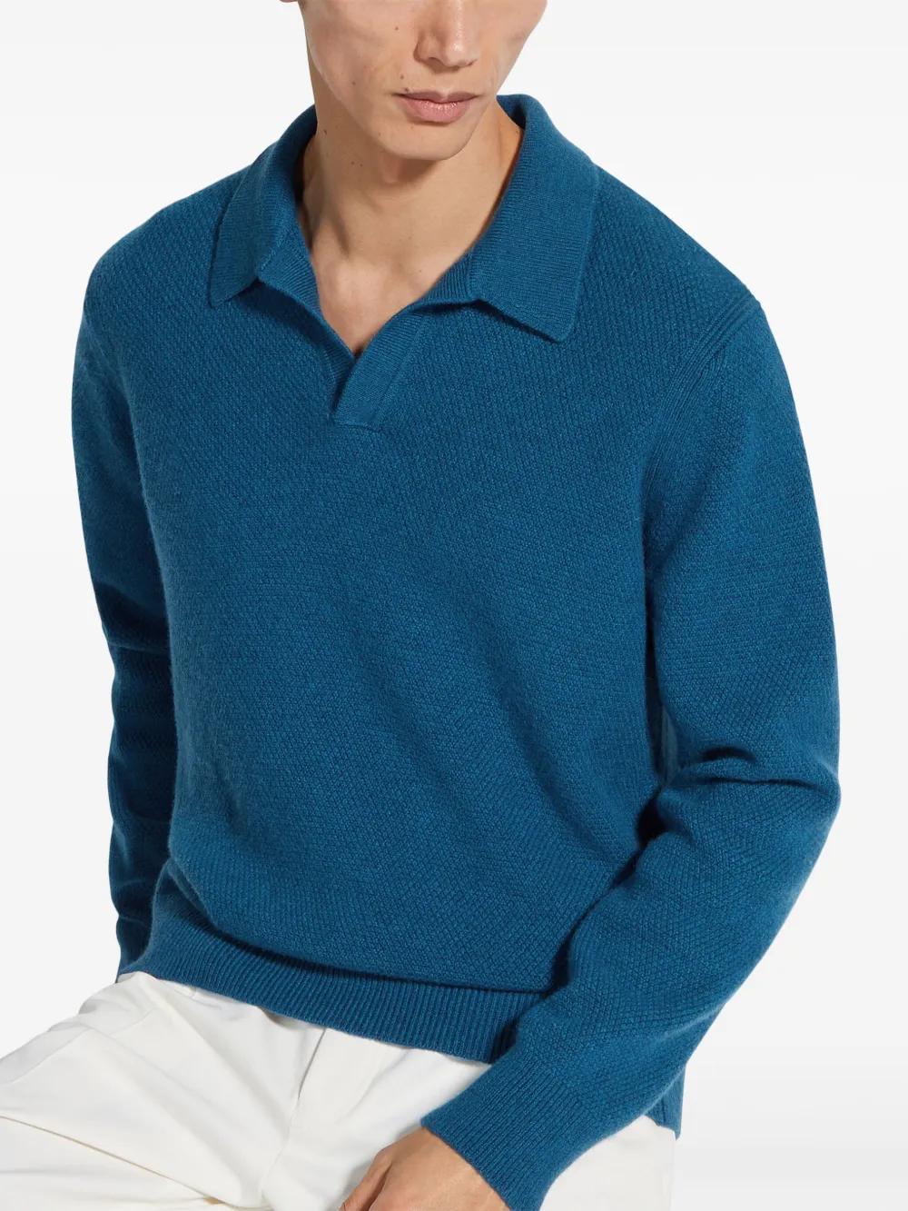 ZEGNA Oasi Knitted Polo Shirt In Blue Product Image