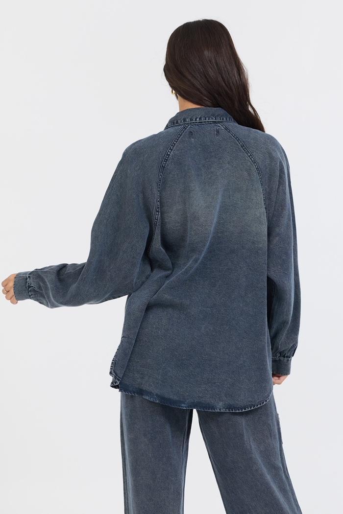Twill Tencel Zip Up Shirt Product Image