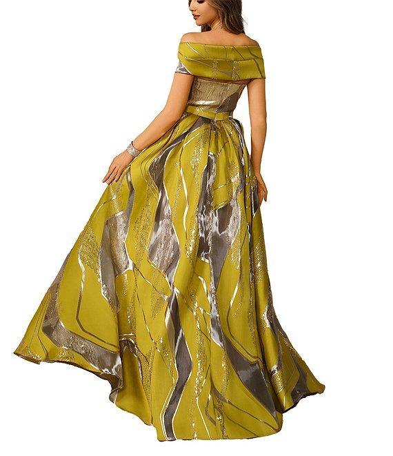 Terani Couture Off-The-Shoulder Printed Burn Out Chiffon Ballgown Product Image