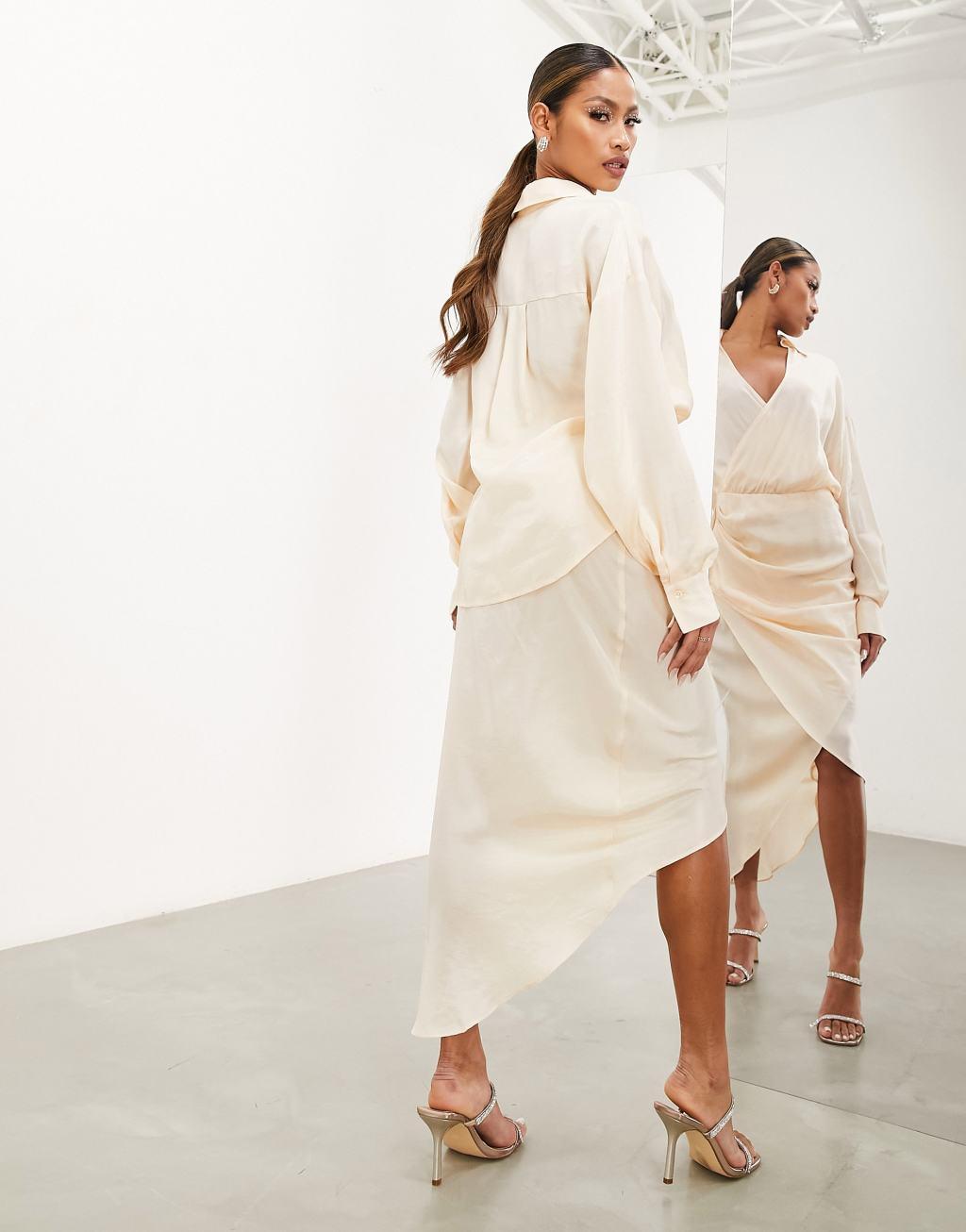 ASOS EDITION drape detail midi shirt dress Product Image
