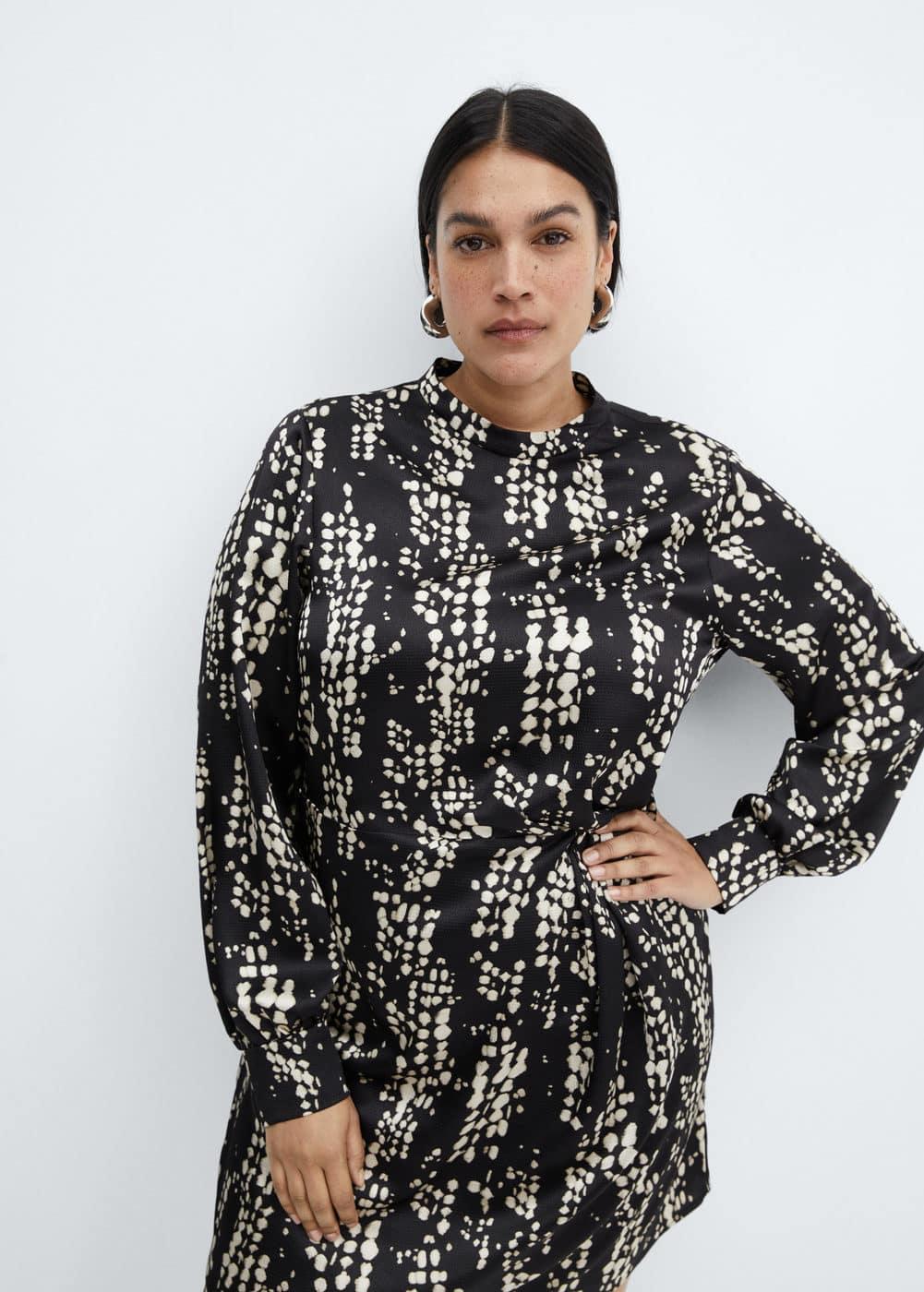 Mango Womens Pleat Printed Dress Product Image