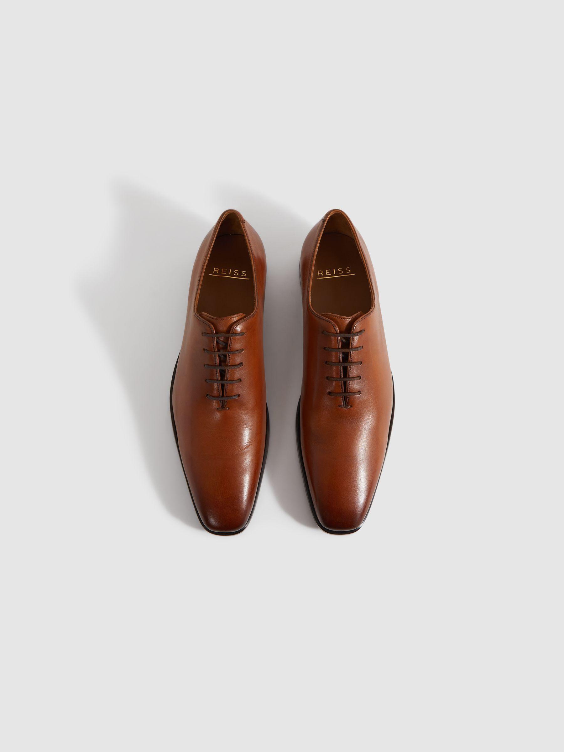 Leather Lace-Up Shoes in Light Tan Product Image