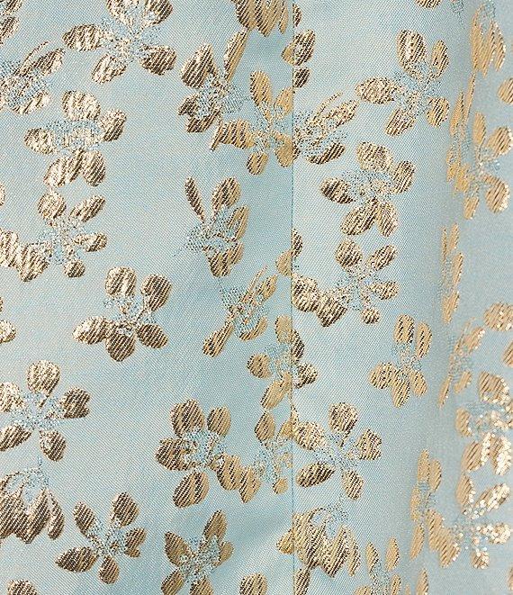 Lilly Pulitzer Tazie Ditsy Daisy Metallic Brocade Collar Neck Sleeveless Fit-And-Flare Dress Product Image