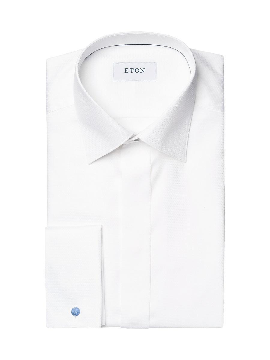 Mens Slim-Fit Diamond Weave Formal Dress Shirt Product Image