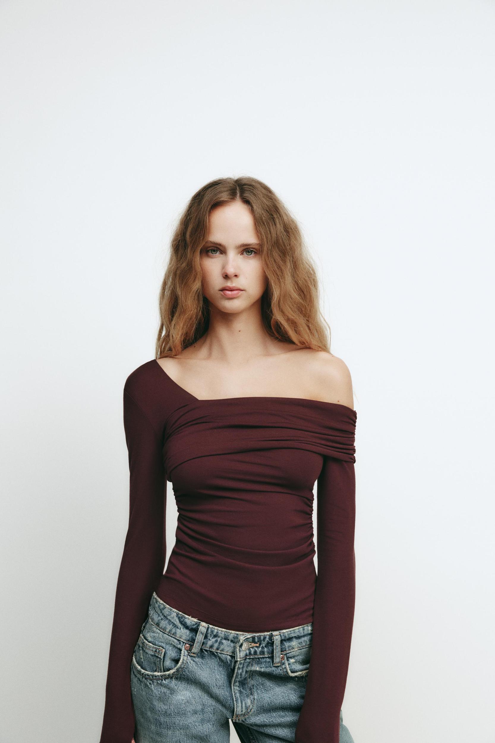 ASYMMETRIC NECKLINE TOP Product Image