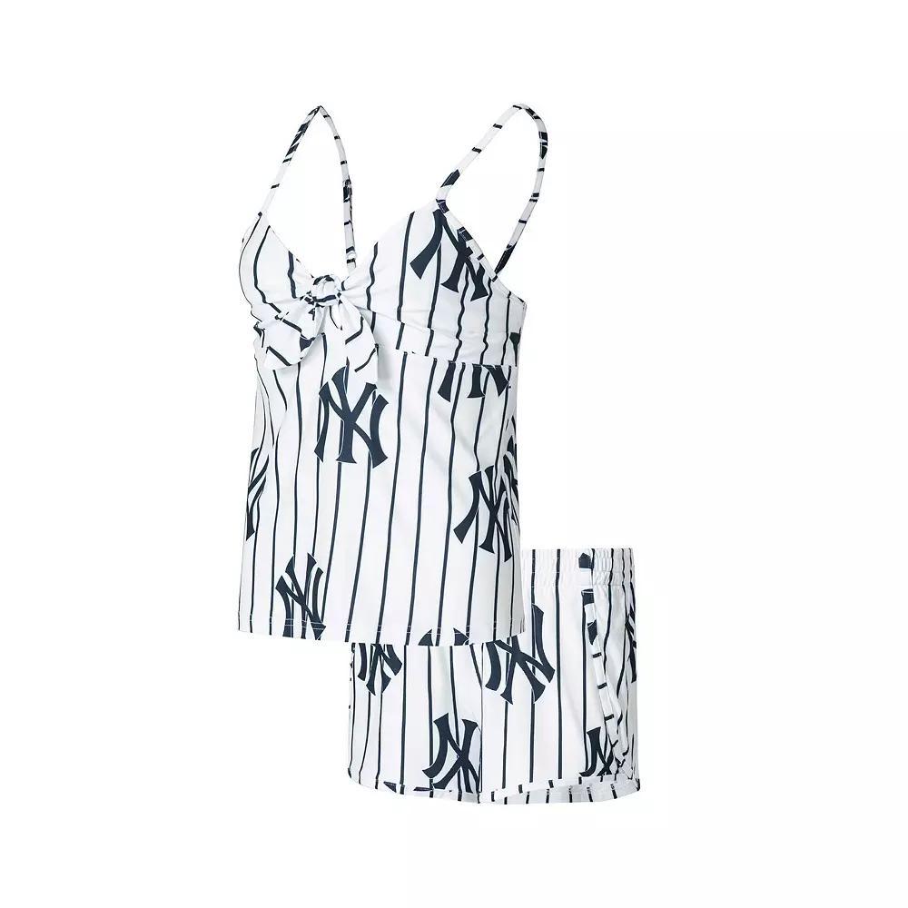 Women's Concepts Sport White New York Yankees Reel Allover Print Tank Top & Shorts Sleep Set, Size: 3XL Product Image