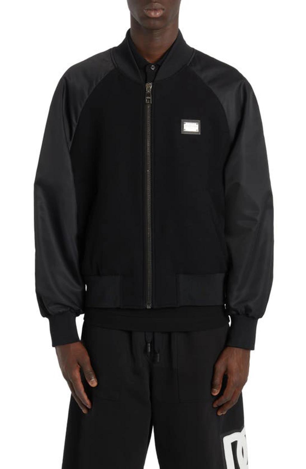 Mens Bomber Jacket with Logo Plaque Product Image