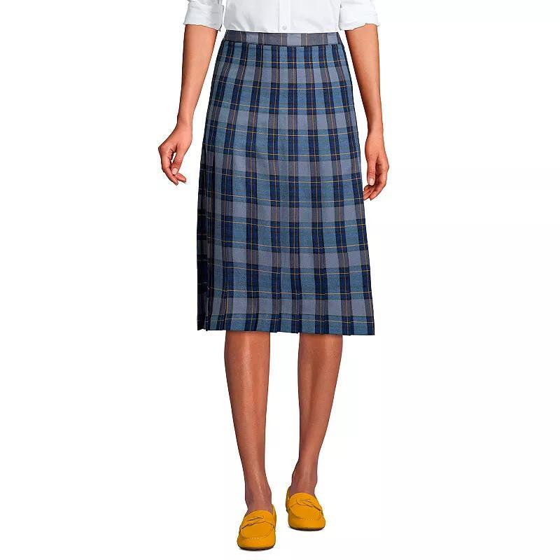 Women's Lands' End School Uniform Plaid Pleated Midi Skirt, Size: 12, Clear Blue Plaid Product Image