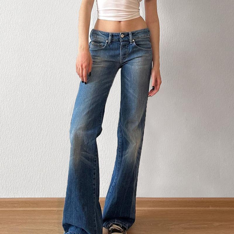 High Rise Washed Flared Jeans Product Image