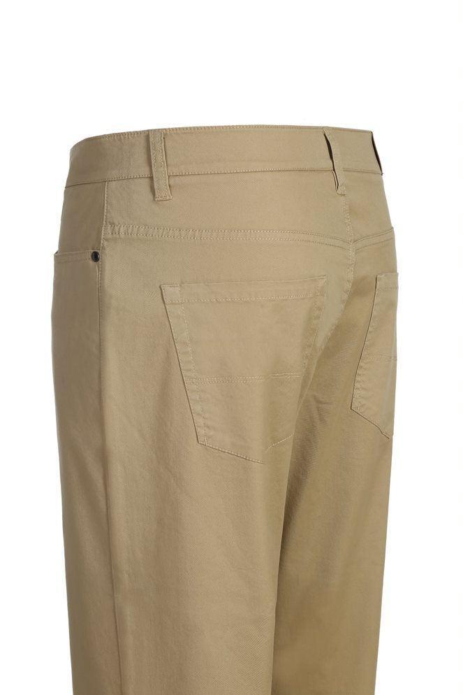 Stretch Cotton Flat Front Pants Straight Legs in Khaki Product Image