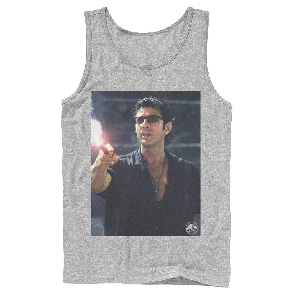 Men's Jurassic Park Ian Malcolm Road Flare Photo Graphic Tank Top, Size: Large, Athletic Grey Product Image
