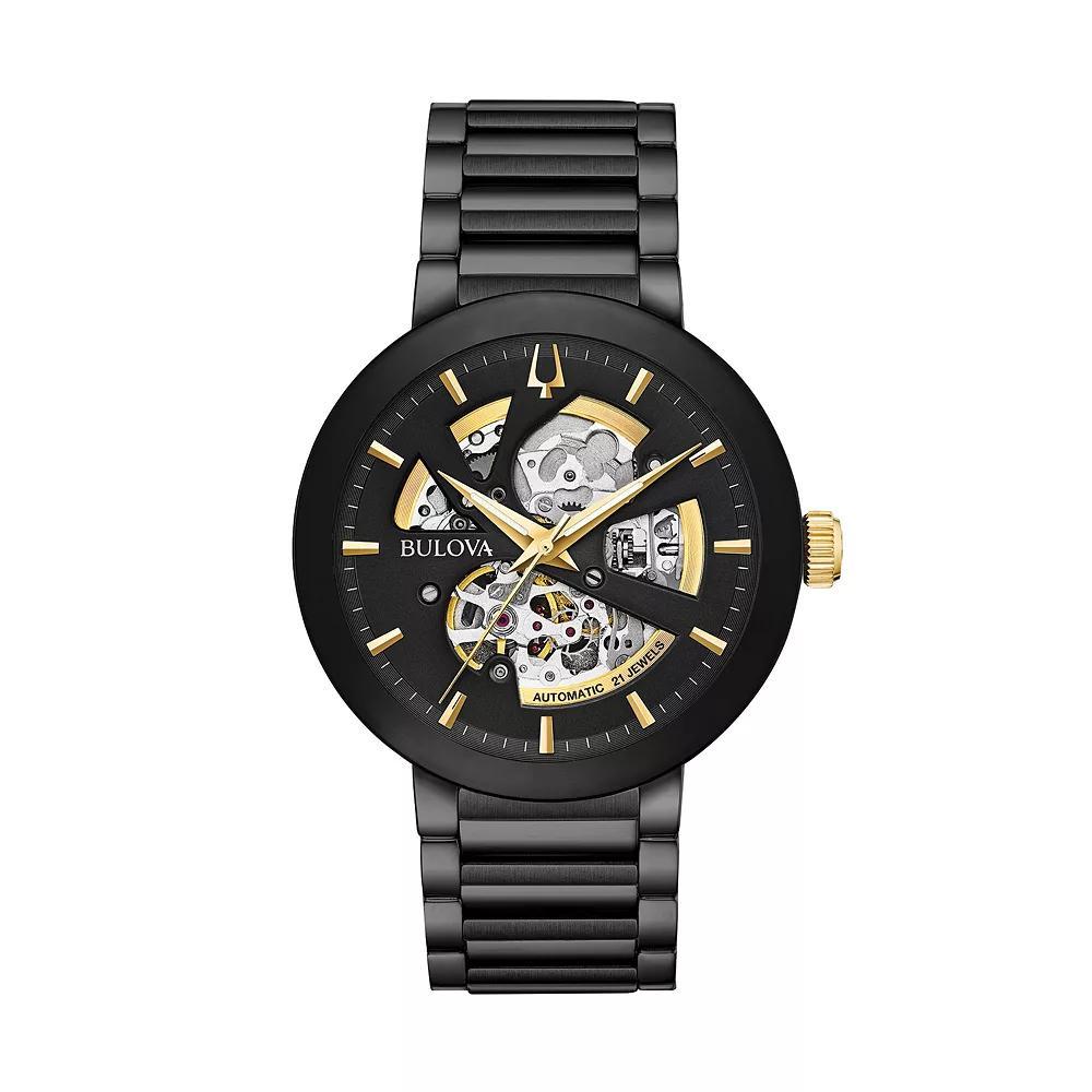 Bulova Men's Modern Automatic Black Ion-Plated Stainless Steel Skeleton Watch - 98A203, Size: Large Product Image
