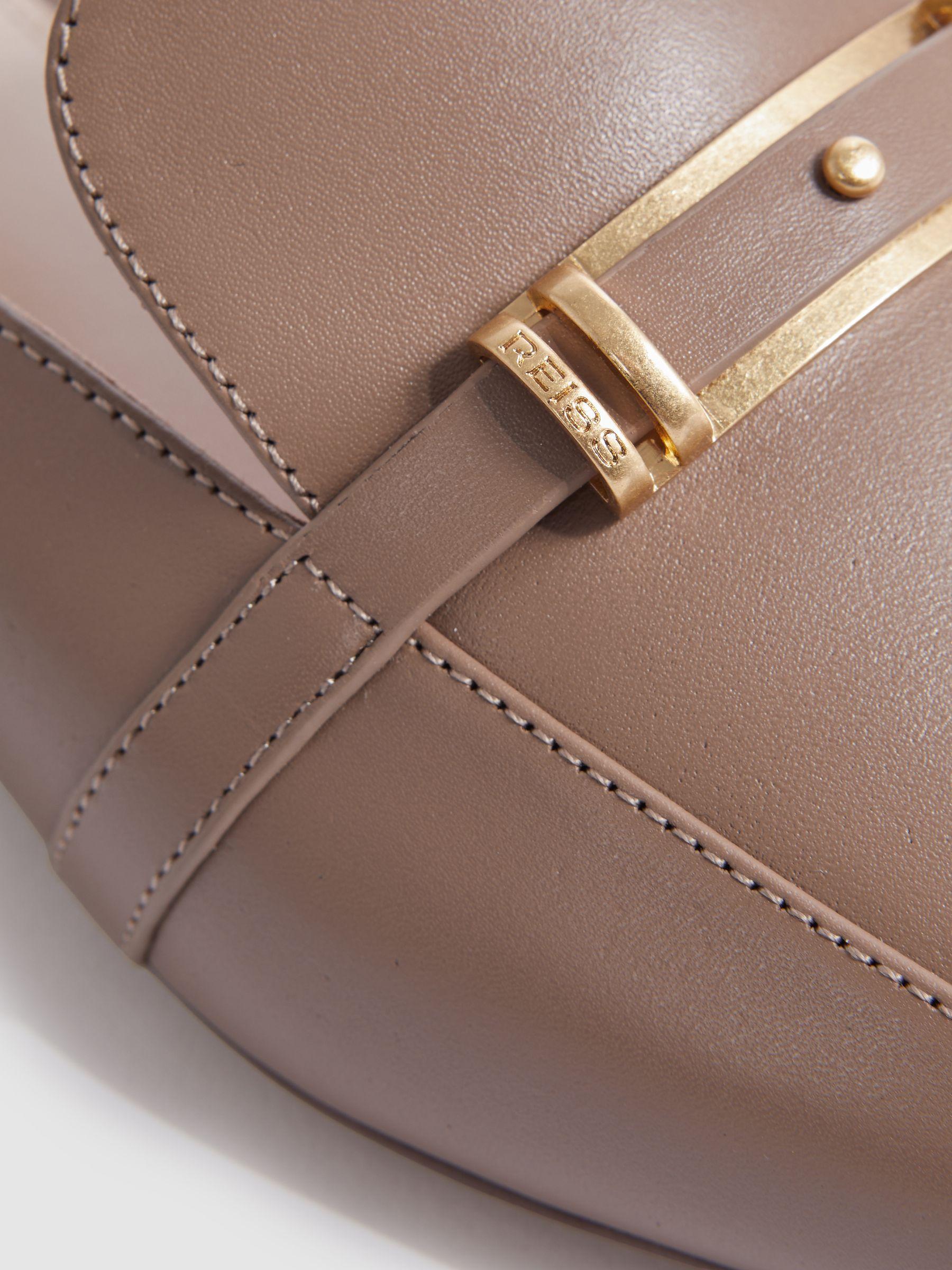 Flat Leather Mules in Taupe Product Image