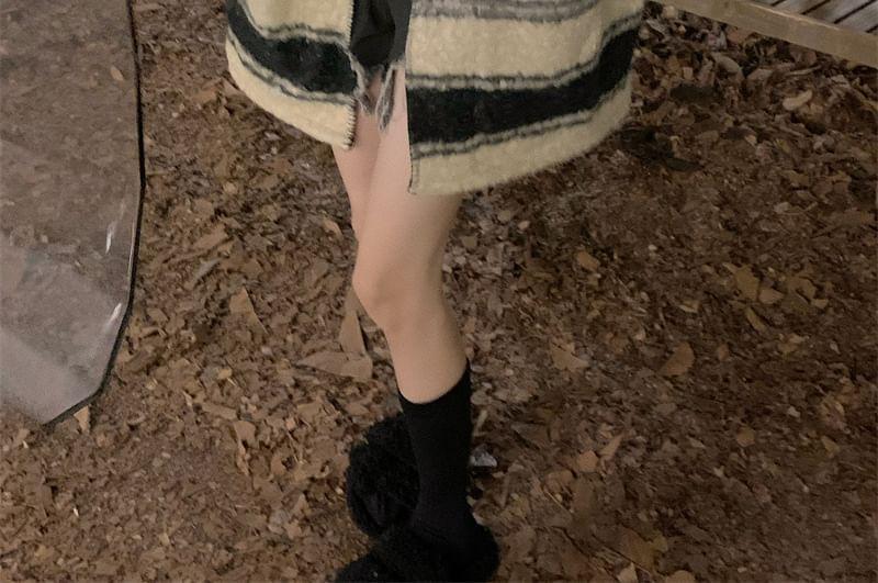 Striped Hooded Open Front Jacket Product Image
