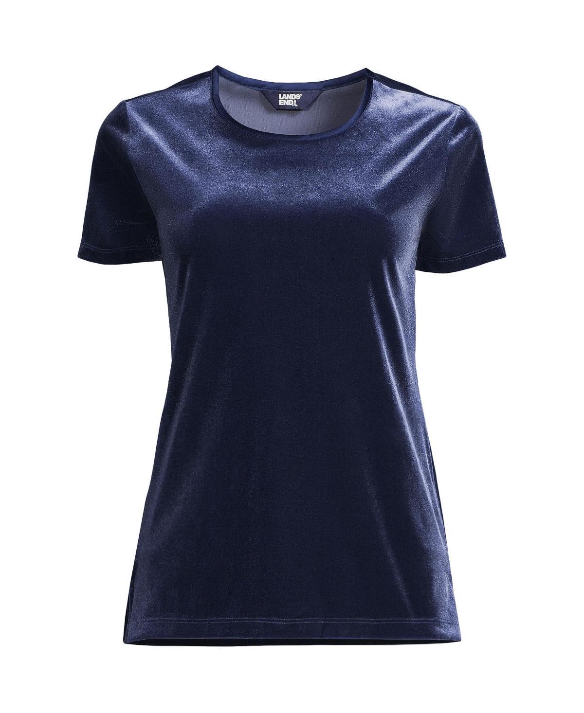 Women's Lands' End Velvet Crewneck Top, Size: Medium, Deep Balsam Product Image