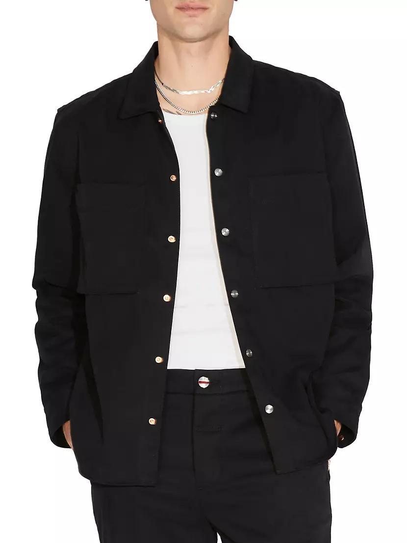 Cotton Button-Front Overshirt Product Image