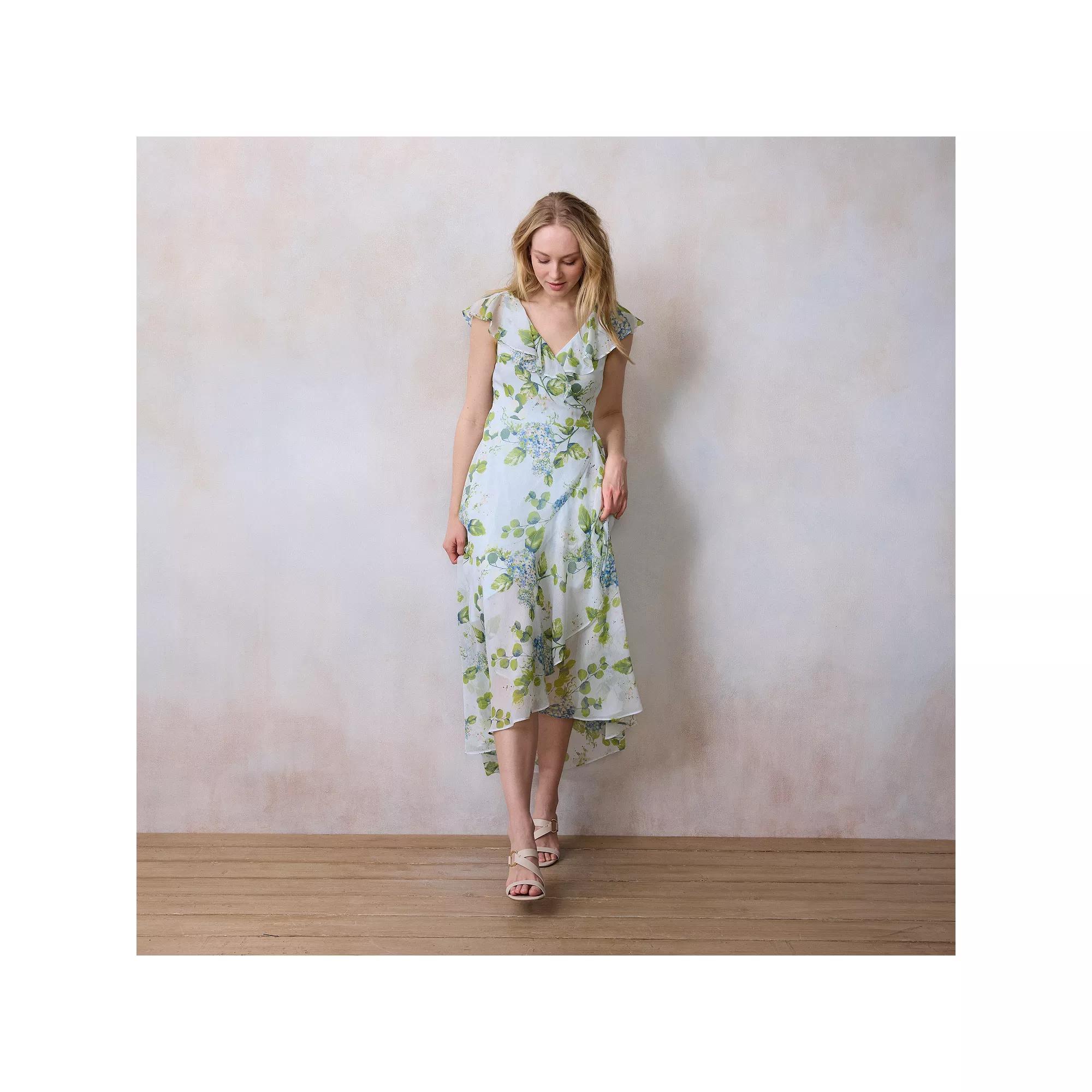 Petite LC Lauren Conrad Flutter Ruffle Wrap Maxi Dress, Women's, Size: Large Petite, Cape Blooms Product Image