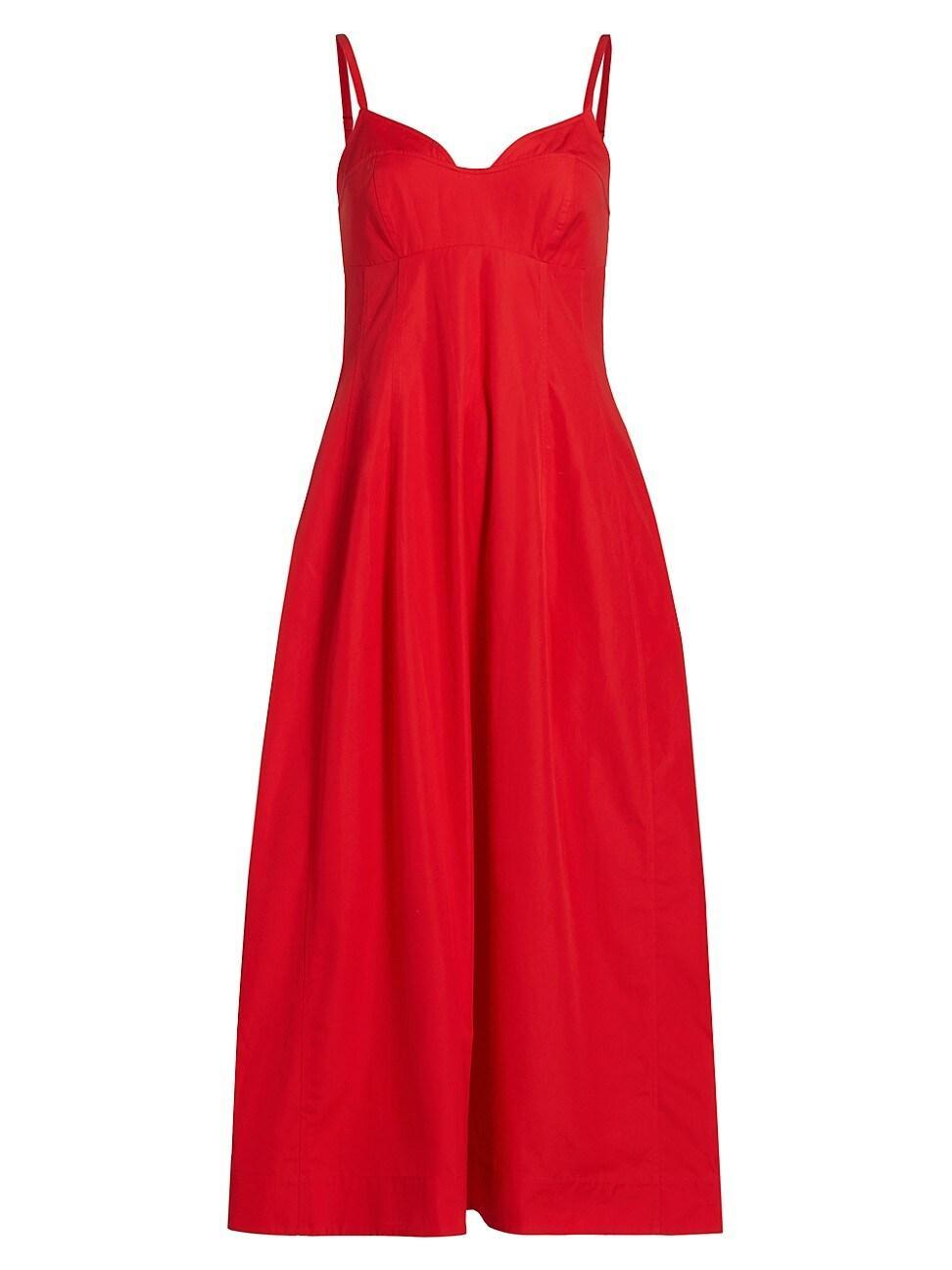Womens Cotton Poplin Bustier Midi-Dress Product Image