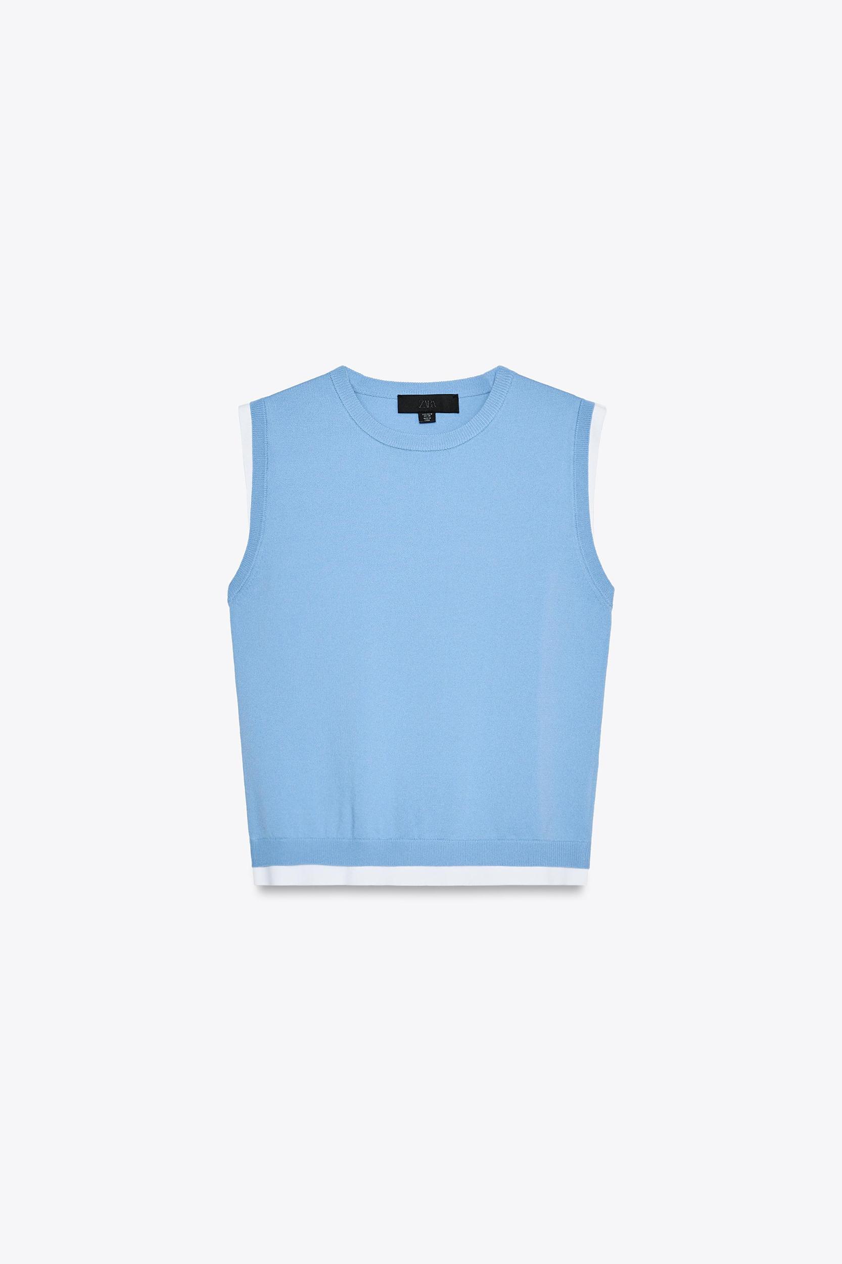 DOUBLE LAYER TRIM KNIT TOP Product Image