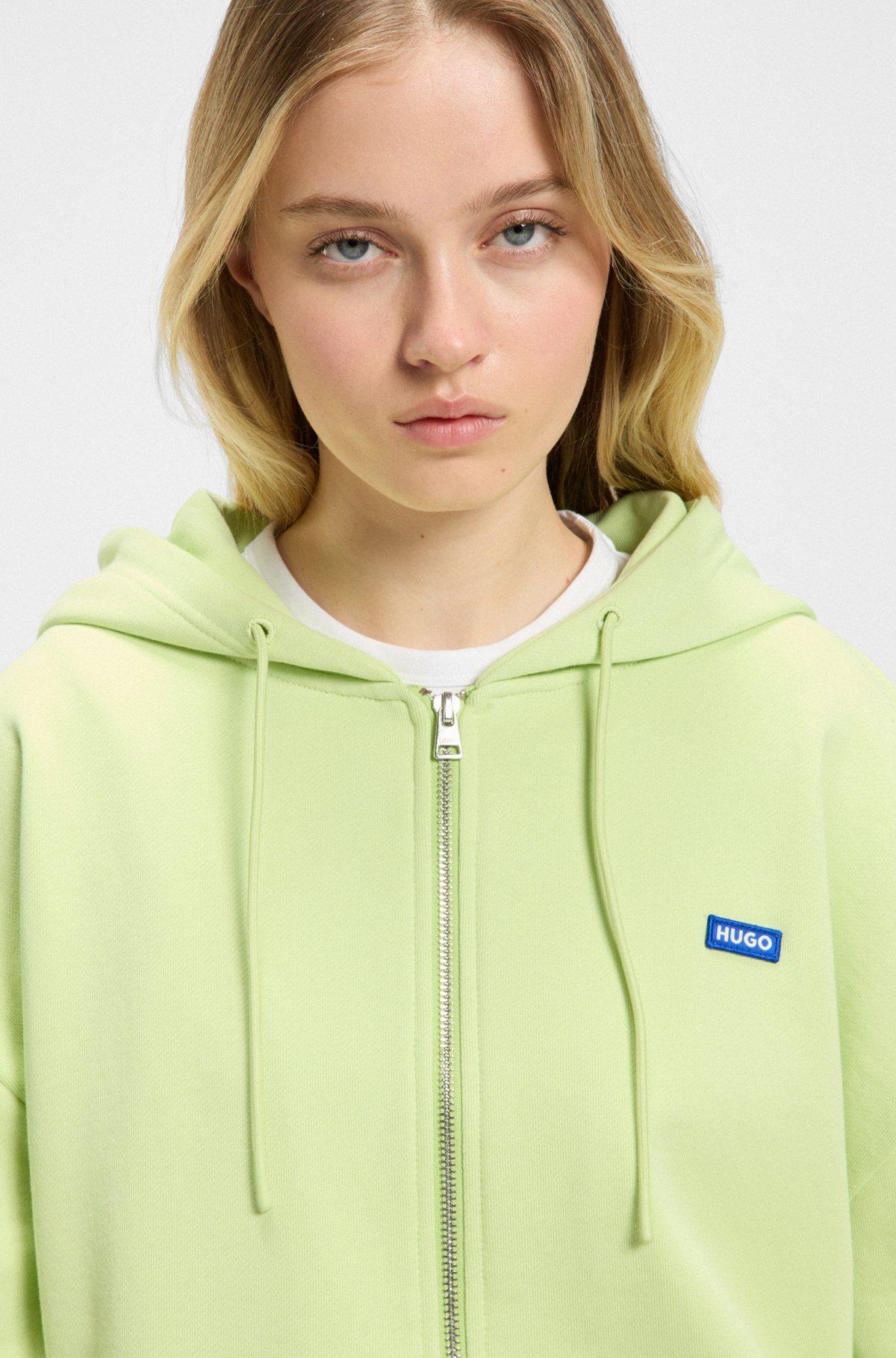 HUGO - All-gender relaxed-fit hoodie in cotton terry - Green Product Image