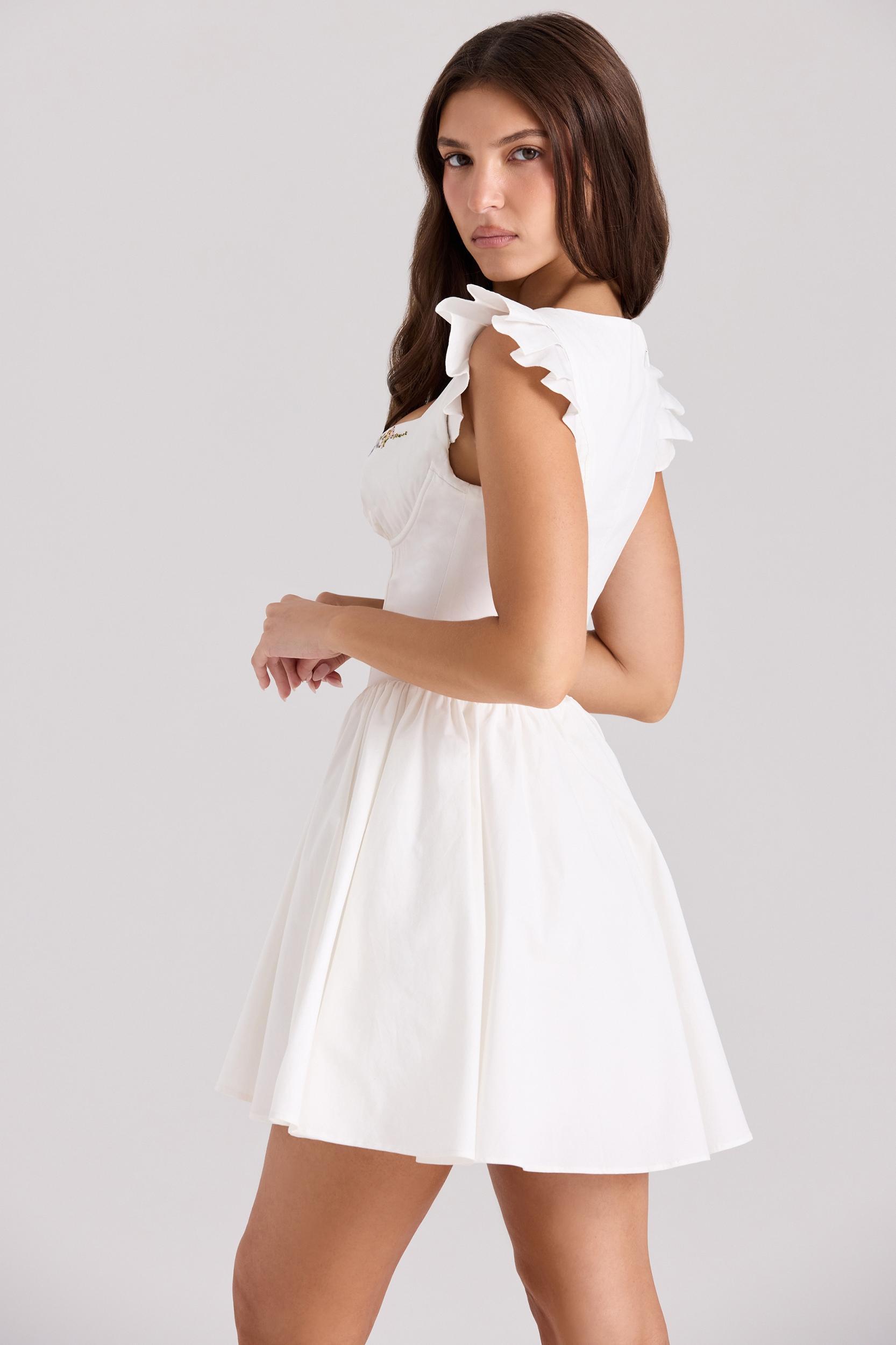 Sisi  white cotton embroidered mini dress Product Image