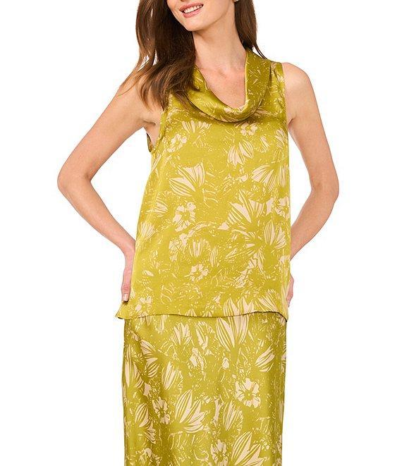 Vince Camuto Woven Printed Cowl Neck Sleeveless Blouse Product Image