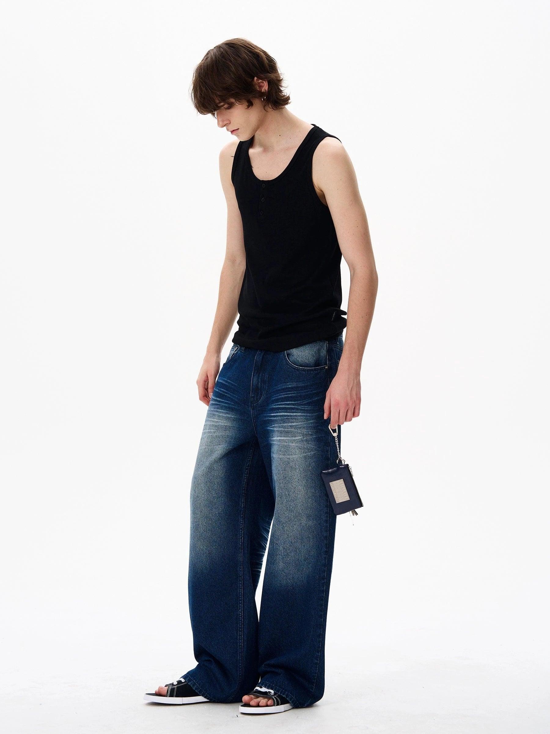 RT No. 18200 WASHED DENIM STRAIGHT JEANS Product Image