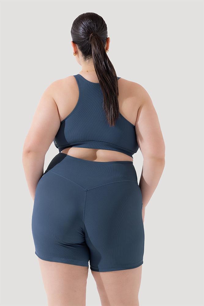 Crisscross Hourglass® Midi Shorts with Pockets (Ribbed) - Dark Navy Product Image